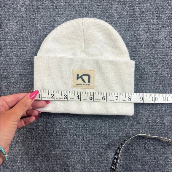 KARI TRAA Women’s Cream White Rothe Cuffed Beanie One Size Fits Most - Picture 7 of 7